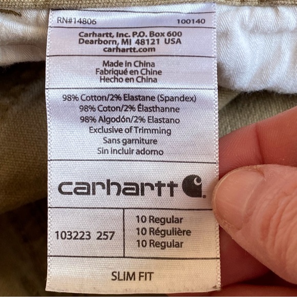 Carhartt Rugged Flex Mid Rise Slim Fit Waistband Canvas Work Pants Tan Size 10 - Picture 11 of 13